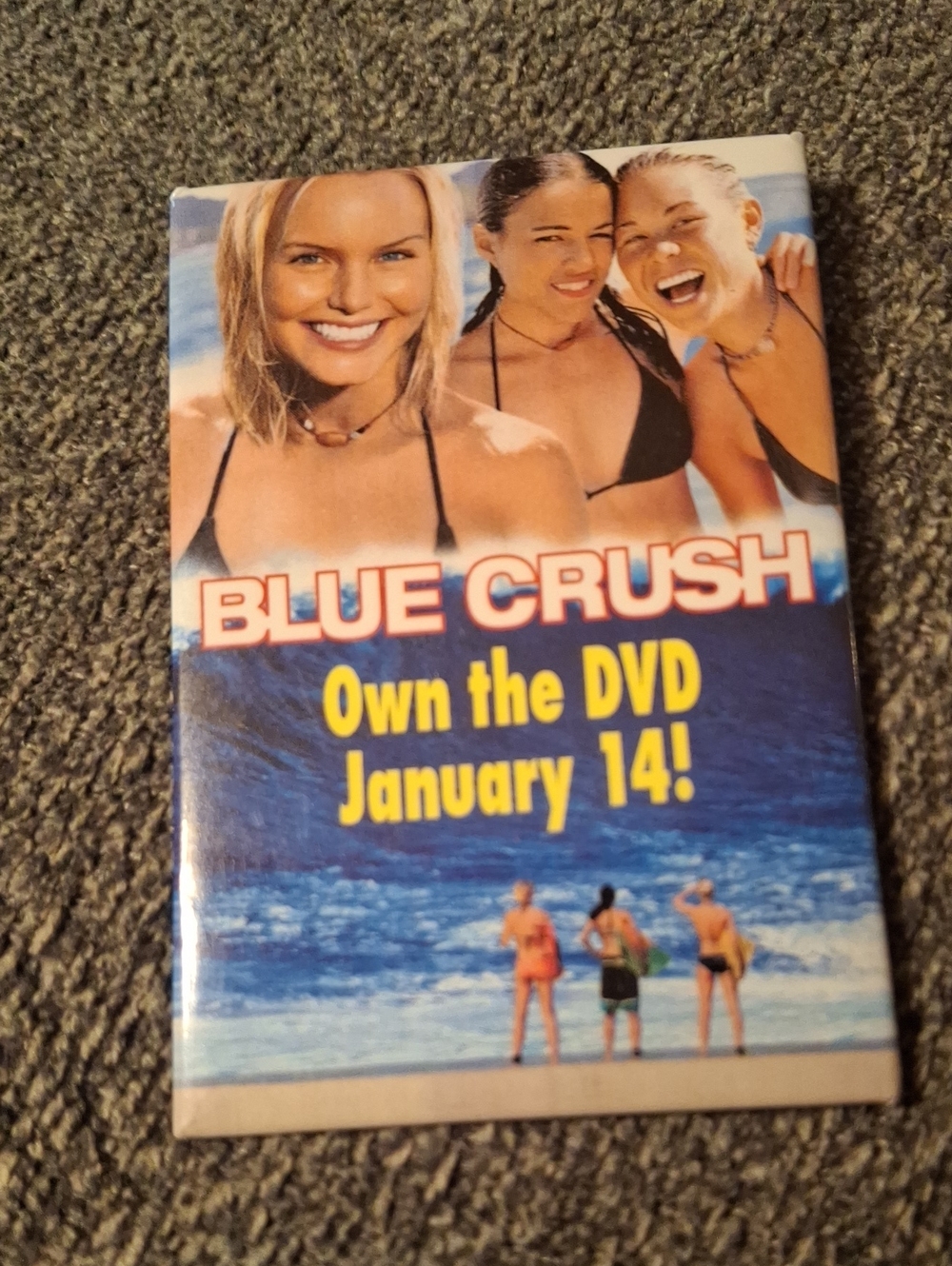 Blue Crush Badge Pin Vintage Video Store Employee Swimmers Beach Tropical